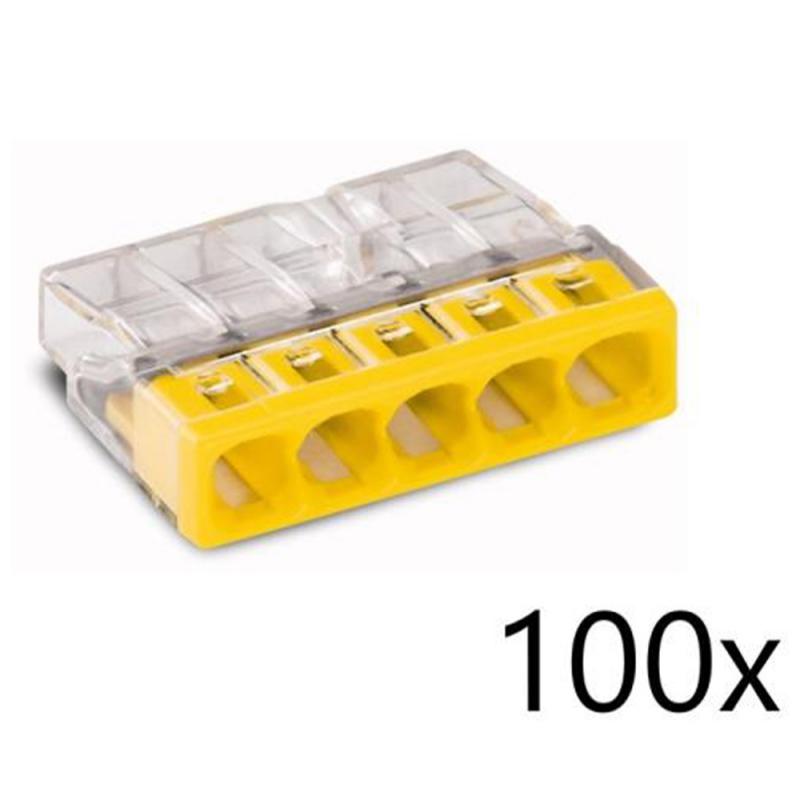 100 x Wago 2273-205 Verbindungsklemme transparent orange für alle Leiterarten 5-Leiter bis 0,5-2,5qmm